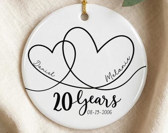 20th Anniversary Ornament Gift Twenty Year Wedding Anniversary Personalised Couples Ornament Mr And Mrs Marriage Ornament