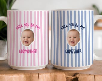 Godparent Proposal Mugs Set Gift From Godchild Promoted To Godfather Promoted Godmother Baby Face Mug