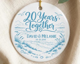 20th Anniversary Ornament Gift Beach Lovers Personalised Couples Twenty Year Wedding Ornament Mr And Mrs Marriage Ornament Beach House Gift