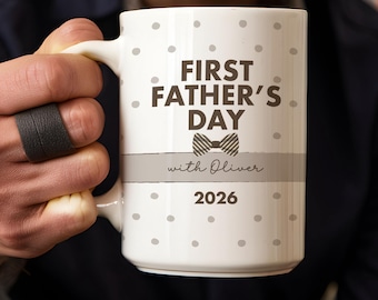 Personalised 1st Fathers Day Coffee Mug From Baby First Time Dad Gift Bow Tie First Time Daddy Gift New Dad Gift From Wife Promoted To Dad
