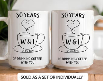 30th Year Wedding Anniversary Gift For Coffee Lovers Couples Thirty Year Pearl Anniversary Gift For Parents Matching Mr And Mrs Mugs Set