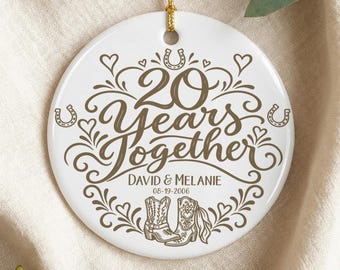 20th Anniversary Ornament Gift Western Personalised Couples Twenty Year Wedding Ornament Mr And Mrs Marriage Ornament Cowboy Cowgirl Gift