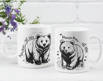 Personalised Parent Mug Set Custom Mama Bear Mug Papa Bear Mug Expecting Parents Gift Grandparents Anniversary Gift New Parents Baby Shower