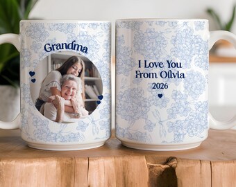 Taza personalizada con foto de abuela, taza con foto personalizada, regalo de cumpleaños para la abuela, regalo del Día de la Madre de parte del nieto/a, taza para abuela primeriza