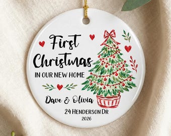 Personalised First Christmas In New Home Ornament Personalised Address Ornament Family Name New House Christmas Gift For Friends Home