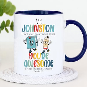 Male Personalised Teacher Mug Custom Name Teacher Gift Retro Teacher Mug Appreciation Gifts For Him End Of Year School Gift From Student