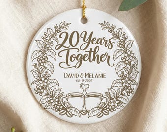 20th Anniversary Ornament Coffee Lovers Gift Personalised Couples Twenty Year Wedding Ornament Mr And Mrs Marriage Ornament Gift