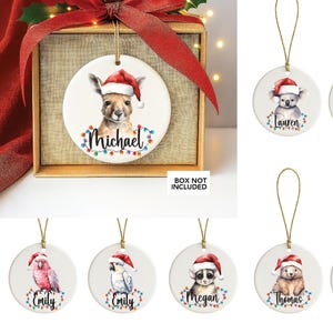 Personalised Australian Animal Christmas Matching Family Ornament Set Aussie Animal Christmas Ornament Couples Ornament Kangaroo Koala Emu