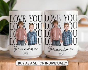 Personalised Grandkids Photo Mug Set for Grandparents Picture Mug Gift For Grandma and Grandpa