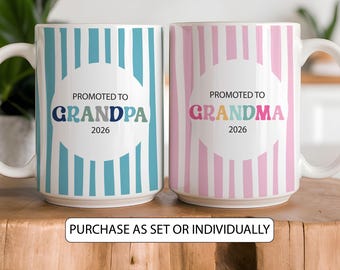 Set de tazas para nuevos abuelos: anuncio de embarazo, revelación del bebé (¡Ascendidos a abuelos!), regalo para la nueva abuela, regalo para el nuevo abuelo