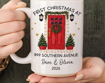 First ChristmasIn New Home Gift New House Couples Coffee Mug Personalised New Address Mug Family First House Keepsake Mug