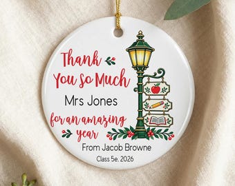 Personalised Teacher Christmas Tree Ornament Gift From Student Thank You Teacher Christmas Gift Custom End Of Year Preschool Teacher