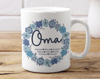 Personalised Oma Mug Custom Oma Gift Wildflower Customizable Mug Gift From Grandkids Promoted To Oma Mug Oma Gifts For Christmas Birthday