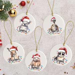 Personalised Australian Animal Christmas Ornament Australian Christmas Matching Family Ornament Set Couples Ornament Kangaroo Koala Wombat