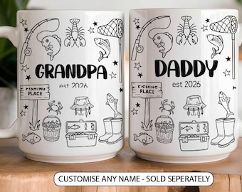 Personalised Fishing Coffee Mug Fishing Gift Ideas New Dad 1st Fathers Day Gift From Baby Promoted To Grandpa First Time Daddy Grandpa Gift