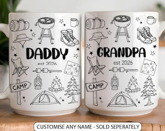Personalised Camping Coffee Mug Hiking Gift New Camping Dad First Fathers Day Gift From Baby Promoted To Grandpa First Time Grandpa Gift