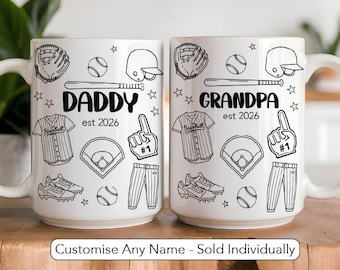 Personalised Baseball Mug New Dad First Fathers Day Baseball Gift From Baby Promoted To Grandpa Mug First Time Daddy Grandpa Baseball Gift