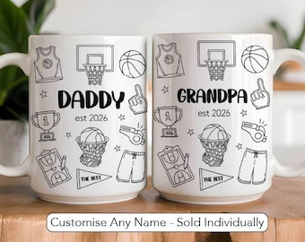Personalised Basketball Mug New Dad First Fathers Day Basketball Gift From Baby Promoted To Grandpa Mug First Time Daddy Grandpa Basketball