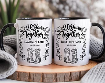 20th Anniversary Gift Couples 20th Year Wedding Anniversary Personalised Western Mug Set Gift For Parents Cowgirl Cowboy Gifts