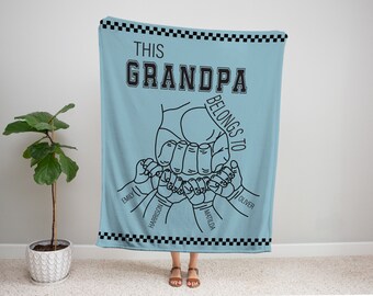 Grandpa Blanket Personalised Fist Bump Customizable Blanket Grandpa Grandkids Names Birthday Great Grandpa Gift Fathers Day Name Blanket