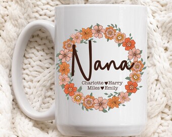 Personalised Nana Mug Custom Nana Gift Wildflower Customizable Mug Promoted To Nana Gift From Grandkids Nana Gifts For Christmas Birthday