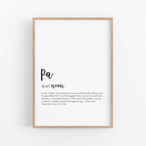 Definitionsdruck, Pa-Wandkunst, Wörterbuchdruck, Pa-Poster, Pa-Vatertagsdruck, Weihnachtsgeschenk Pa, Pa-Geburtstagsgeschenk, Geschenk von Enkelkindern