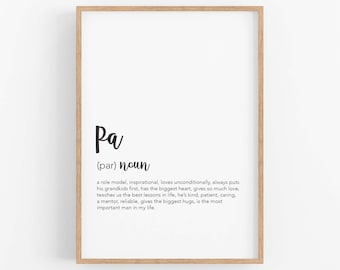 Definition Print, Pa Wall Art, Dictionary Print, Pa Poster, Pa Fathers Day Print, Christmas Gift Pa, Pa Birthday Gift, Gift From Grandkids