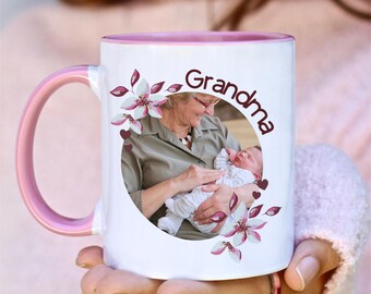 Taza personalizada con foto para la nueva abuela, regalo para el Día de la Madre. Taza con foto de parte del nieto/a. Primera abuela ascendida a Nana.