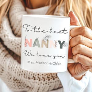 Personalised Nanny Mug Nanny Customizable Mug Nanny Coffee Mug Nanny Gifts Best Nanny Ever Gifts For Nanny Wildflower Mug Gift From Grandkid