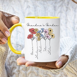 Grandma Coffee Mug, Custom Birth Flower Mug, Grandmas Garden, Great Grandma, Customizable Mug, Gift From Grandkids, Nana Mug, Mothers Day image 2