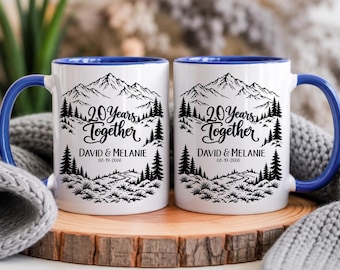 20th Anniversary Gift Couples 20th Year Wedding Anniversary Camping Gifts Personalised Mug Set Gift For Parents Mugs Mountain Hiking Lovers