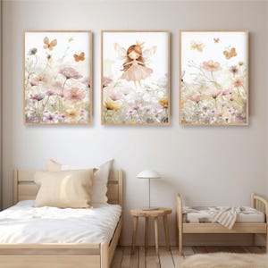 Fairy Garden Prints Set of 3 Kids Fairy Wall Art Woodland Fairy Nursery ...