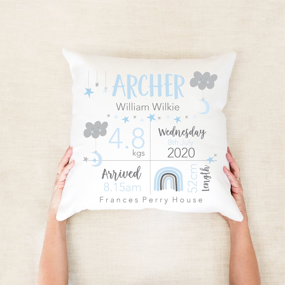 Birth Stats Pillow Baby Announcement Personalised Pillow Etsy