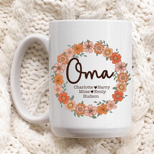 Personalised Oma Mug Custom Oma Gift Wildflower Customizable Mug Gift From Grandkids Promoted To Oma Mug Oma Gifts For Christmas Birthday