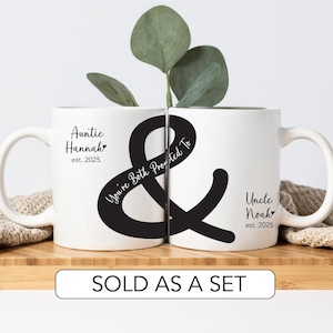 Personalised Promoted To Auntie Promoted To Uncle Mug Set Baby Reveal Gift New Auntie and New Uncle Pregnancy Announcement Baby Announcement