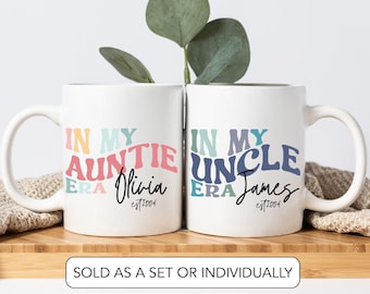 Taza personalizada para anunciar el embarazo de una nueva tía o tío. Taza para anunciar el embarazo de una nueva tía o tío. Regalo para un nuevo tío o tía.