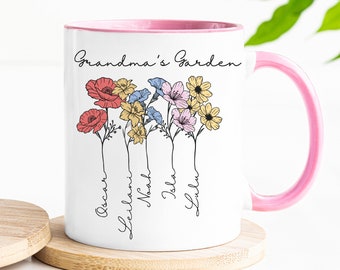 Personlig födelseblomma mugg mormors trädgårdsmugg födelsemånad blommor mormor personlig mugg födelseblomma kopp födelseblomma present gammelmormor