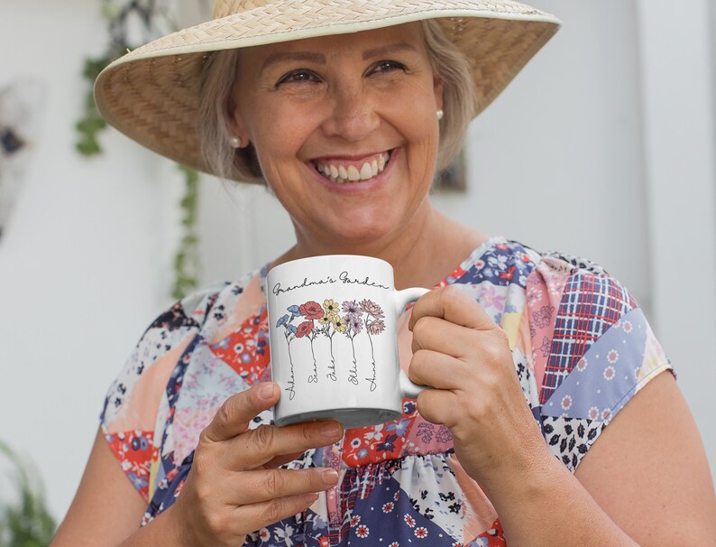 Grandma Coffee Mug, Custom Birth Flower Mug, Grandmas Garden, Great Grandma, Customizable Mug, Gift From Grandkids, Nana Mug, Mothers Day image 4