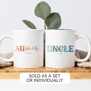 Custom Pregnancy Reveal Mug for New Aunt and Uncle Pregnancy Announcement Aunt and Uncle  New Auntie New Uncle Mug Set New Uncle Aunt Gift