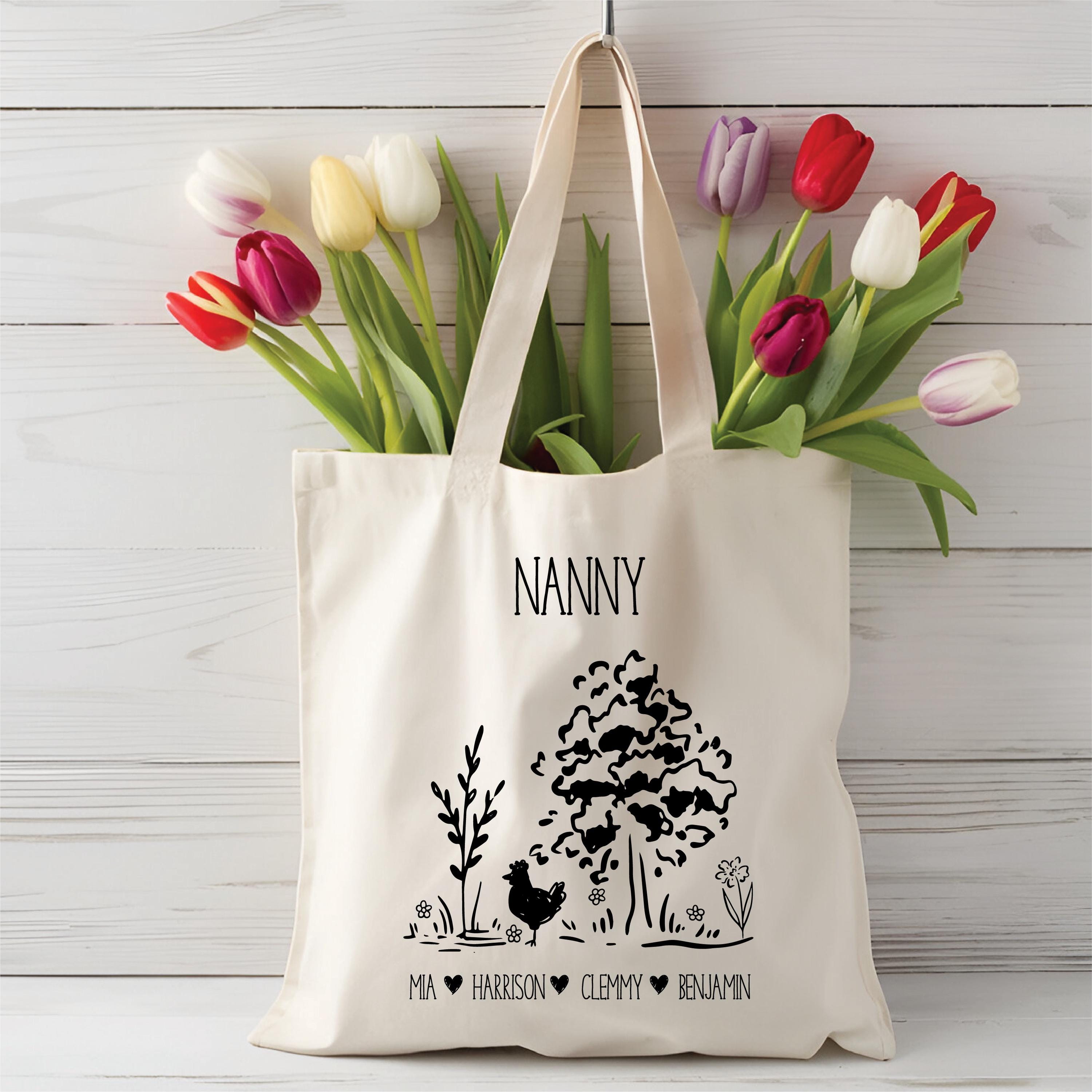 ee イー GRANDMA TOTE グランマトート Personalised Grandma Tote Bag With Grandkids Names Custom Grandma