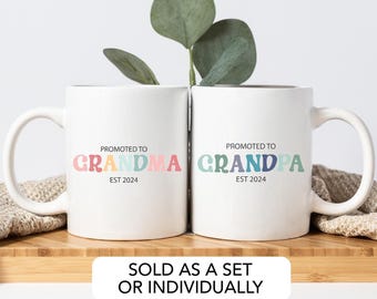 Pregnancy Announcement Grandparent Mug Set Custom Name Grandparent Mug Set Grandma Mug Grandpa Personalised Gift for New Grandma Grandpa Mug