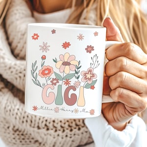 Personalised Gigi Mug With Grandkids Names, Custom Gigi Mug, New Gigi Gift, Great Gigi Gift, Gigi Christmas, Birthday Gigi Floral Name Mug