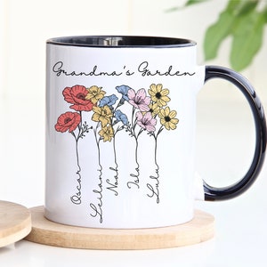 Grandma Coffee Mug, Custom Birth Flower Mug, Grandmas Garden, Great Grandma, Customizable Mug, Gift From Grandkids, Nana Mug, Mothers Day image 3