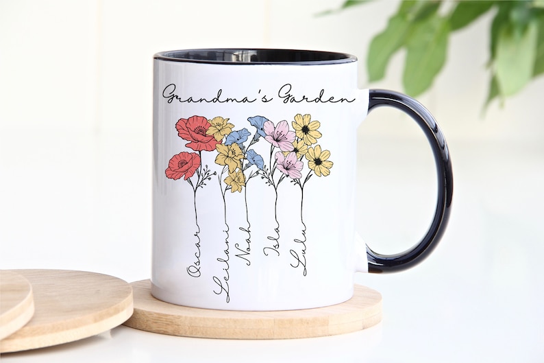 Grandma Coffee Mug, Custom Birth Flower Mug, Grandmas Garden, Great Grandma, Customizable Mug, Gift From Grandkids, Nana Mug, Mothers Day image 3