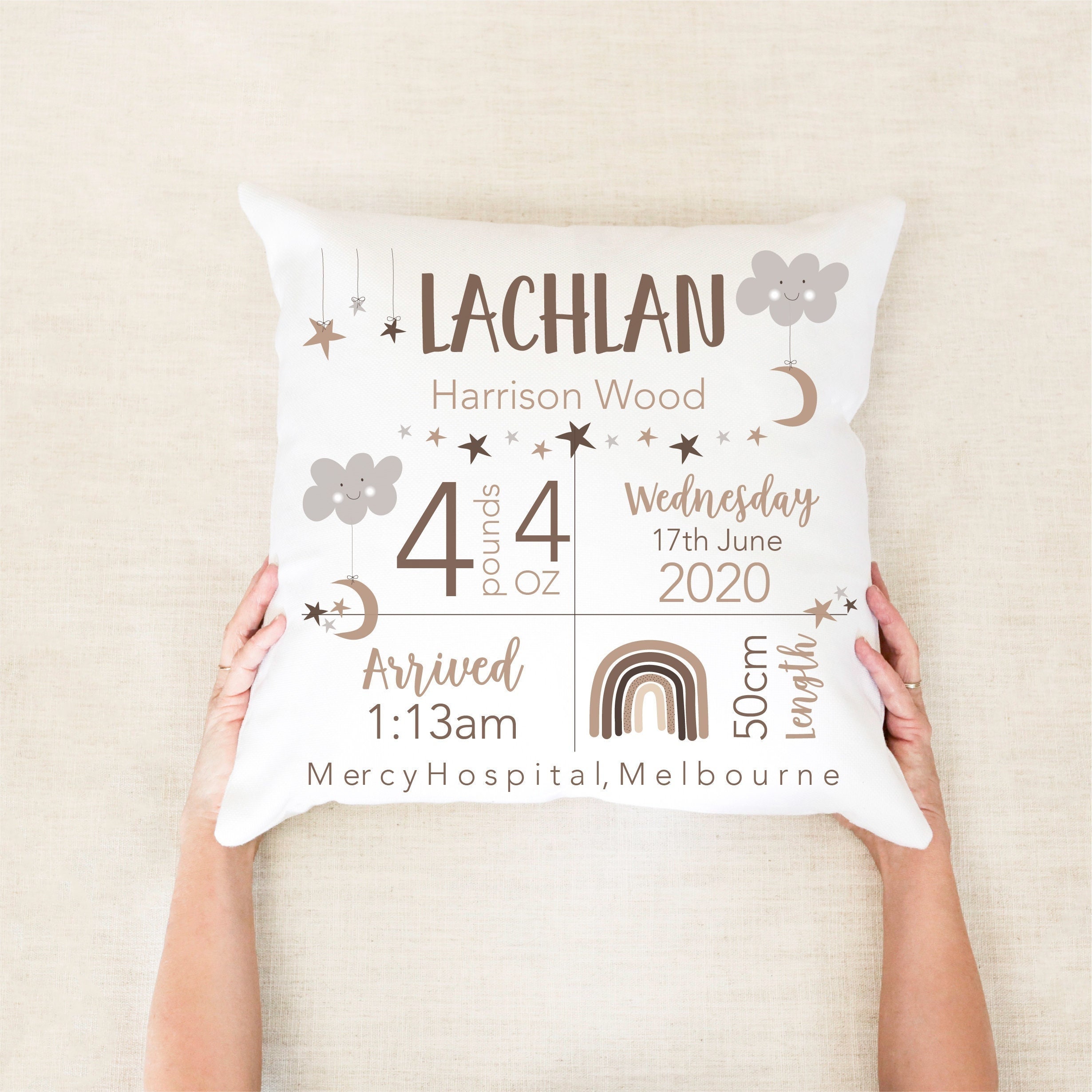 Birth announcement pillow 2025