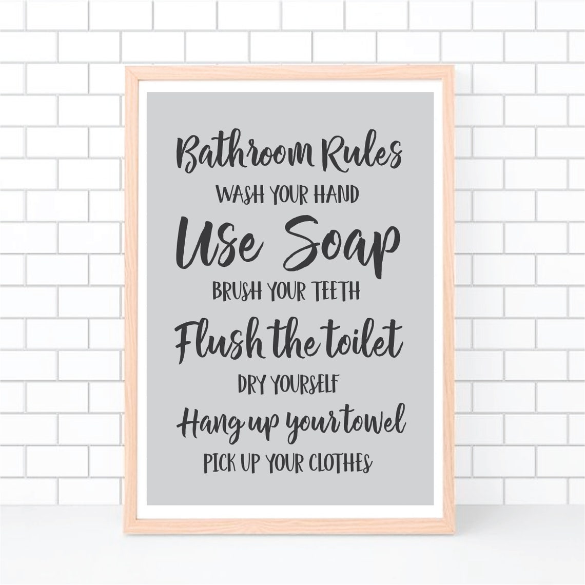 Bathroom Rules Print Custom Colour Print Printable Art | Etsy