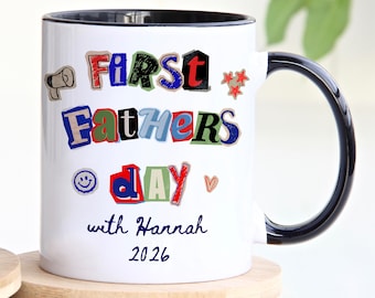 Personalised 1st Fathers Day Coffee Mug From Baby First Time Dad Gift Retro Y2K First Time Daddy Gift New Dad Gift From Wife Promoted To Dad