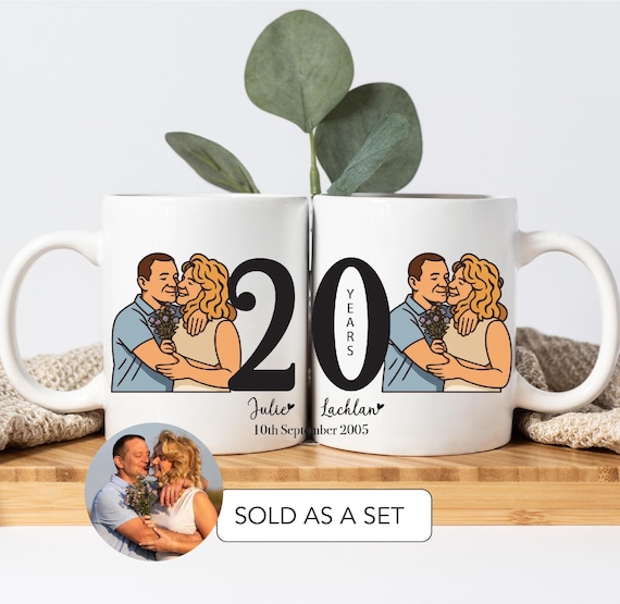 20th Year Wedding Anniversary Gift Custom Couple Poster Portrait
