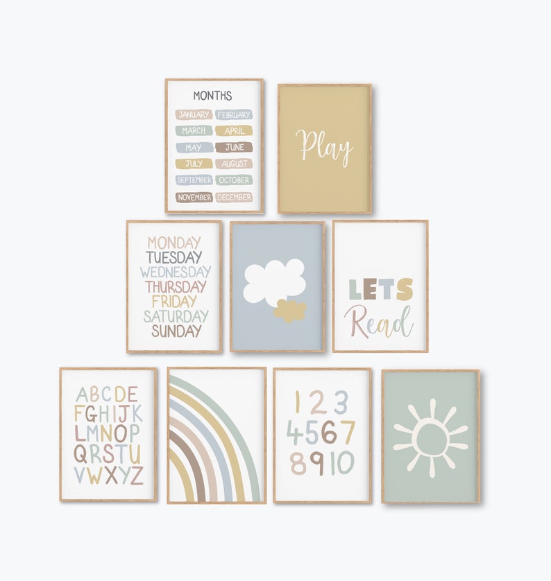 Educational Posters Set for Playroom and Kids and Toddlers Etsy
