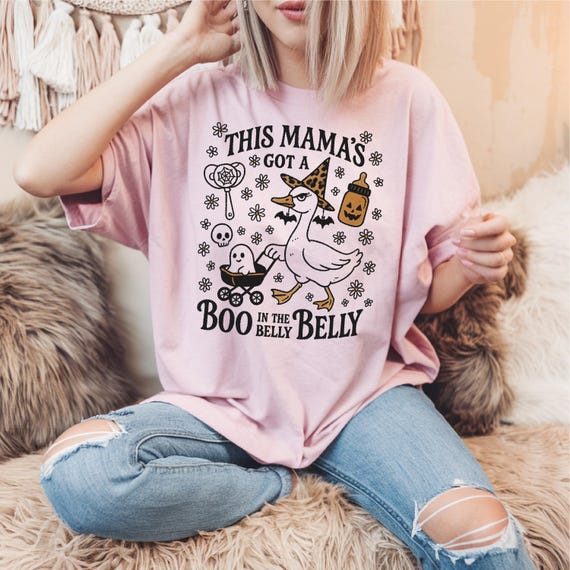 Camiseta de embarazo de ganso para Halloween, camiseta de pancita